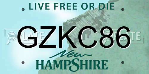 GZKC86 New Hampshire License Plate
