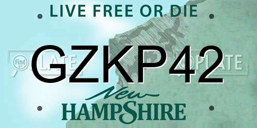 GZKP42 New Hampshire License Plate