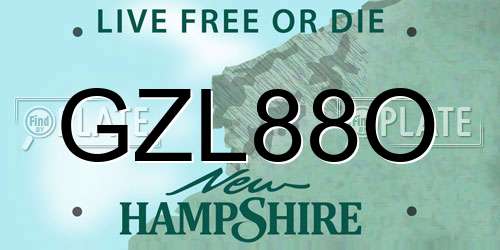 GZL88O New Hampshire License Plate