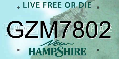 GZM7802 New Hampshire License Plate