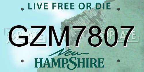 GZM7807 New Hampshire License Plate
