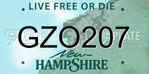 GZO207 New Hampshire License Plate