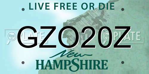 GZO20Z New Hampshire License Plate