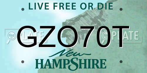 GZO70T New Hampshire License Plate