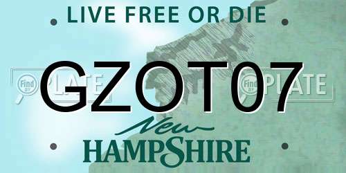 GZOT07 New Hampshire License Plate