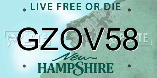 GZOV58 New Hampshire License Plate