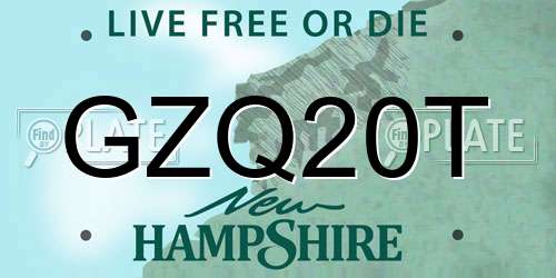GZQ20T New Hampshire License Plate