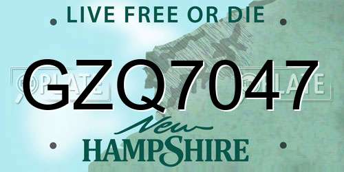 GZQ7047 New Hampshire License Plate