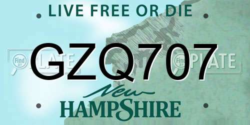 GZQ707 New Hampshire License Plate