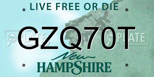 GZQ70T New Hampshire License Plate