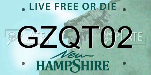 GZQT02 New Hampshire License Plate