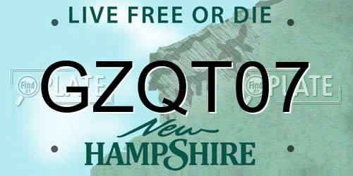 GZQT07 New Hampshire License Plate