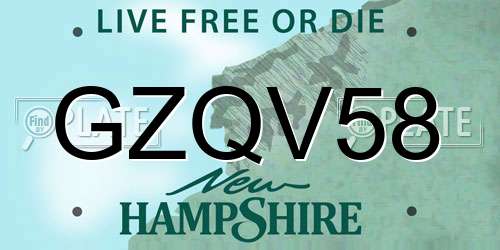 GZQV58 New Hampshire License Plate