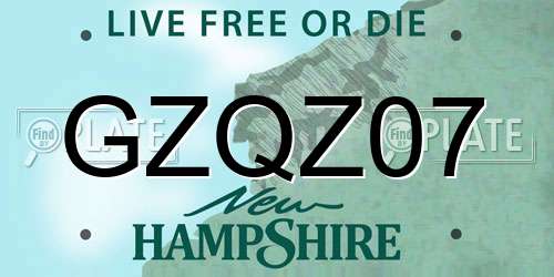 GZQZ07 New Hampshire License Plate