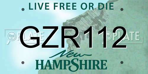 GZR112 New Hampshire License Plate
