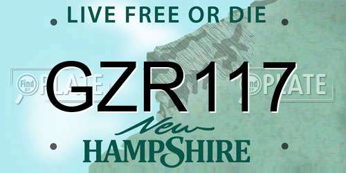 GZR117 New Hampshire License Plate