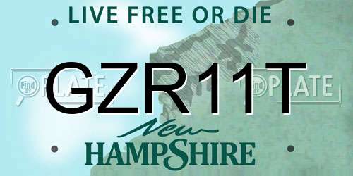 GZR11T New Hampshire License Plate