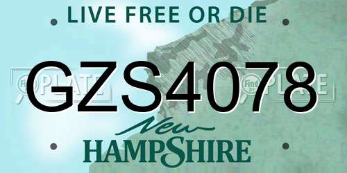 GZS4078 New Hampshire License Plate