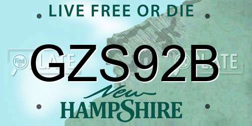 GZS92B New Hampshire License Plate