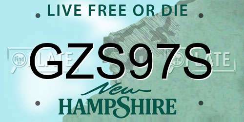 GZS97S New Hampshire License Plate