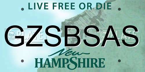 GZSBSAS New Hampshire License Plate