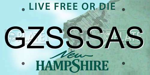 GZSSSAS New Hampshire License Plate
