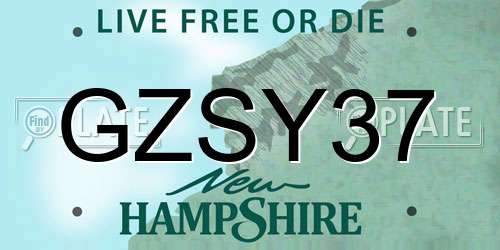 GZSY37 New Hampshire License Plate