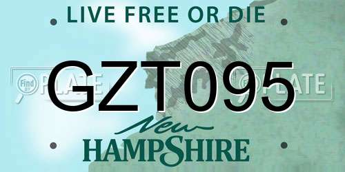 GZT095 New Hampshire License Plate