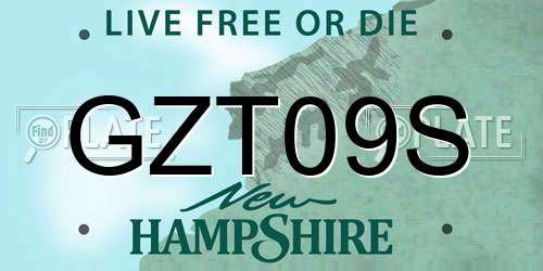 GZT09S New Hampshire License Plate