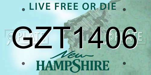 GZT1406 New Hampshire License Plate