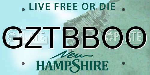 GZTBBOO New Hampshire License Plate
