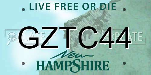 GZTC44 New Hampshire License Plate