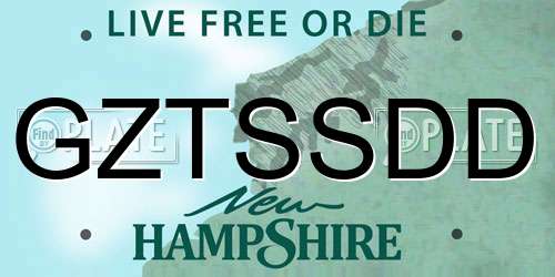 GZTSSDD New Hampshire License Plate