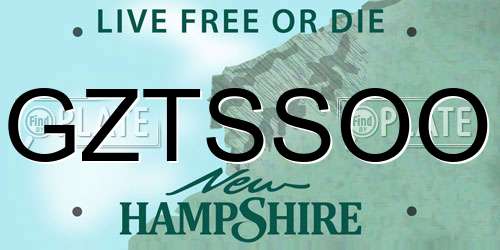 GZTSSOO New Hampshire License Plate