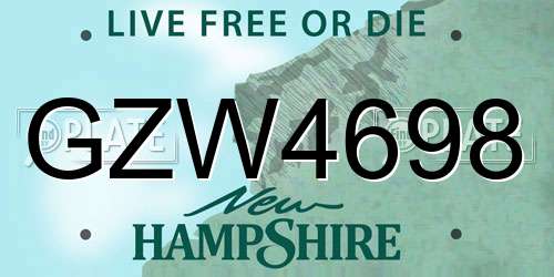 GZW4698 New Hampshire License Plate