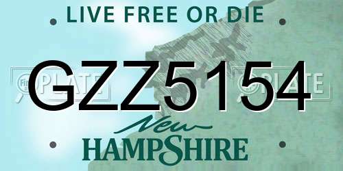 GZZ5154 New Hampshire License Plate
