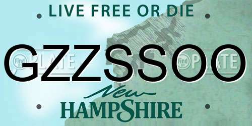 GZZSSOO New Hampshire License Plate