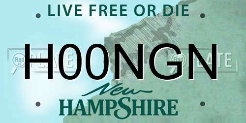 H00NGN New Hampshire License Plate