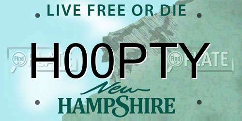 H00PTY New Hampshire License Plate
