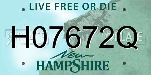 H07672Q New Hampshire License Plate