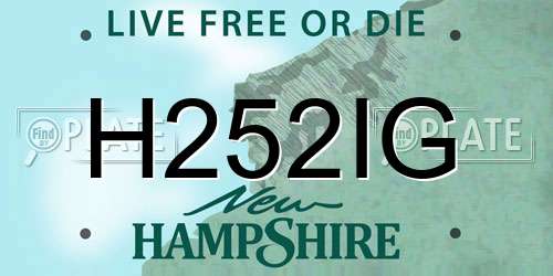 H252IG New Hampshire License Plate