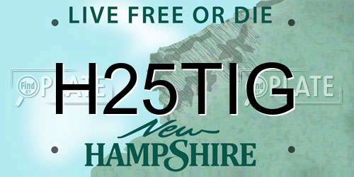 H25TIG New Hampshire License Plate