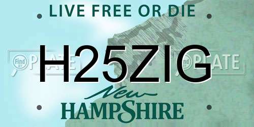 H25ZIG New Hampshire License Plate