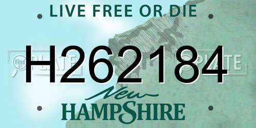 H262184 New Hampshire License Plate