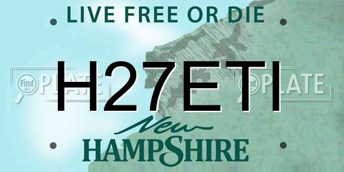 H27ETI New Hampshire License Plate