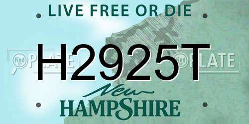 H2925T New Hampshire License Plate