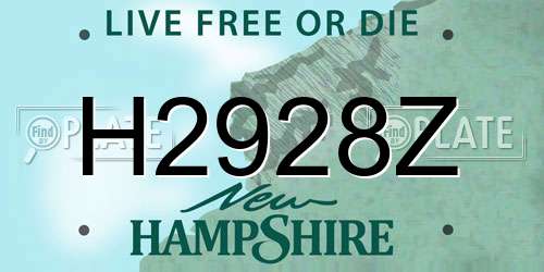 H2928Z New Hampshire License Plate