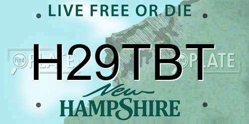 H29TBT New Hampshire License Plate