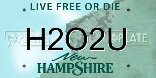 H2O2U New Hampshire License Plate
