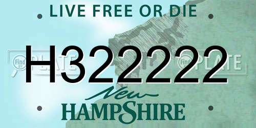 H322222 New Hampshire License Plate